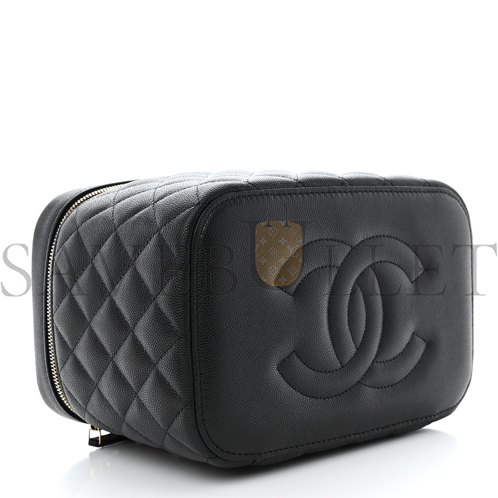 Ch*el caviar quilted large vanity pouch black (20*15*13cm)